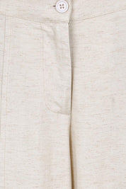 Product shot of the Belle Wear Anywhere Linen Blend Pants – Sand in colour Sand, showing detail
