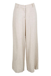 Product shot of the Belle Wear Anywhere Linen Blend Pants – Sand in colour Sand, from the front