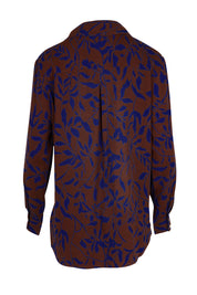 Product shot of the Belle Luxe Ecovero Printed Shirt in colour Cobaltcoco (Blue), from the back