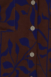 Product shot of the Belle Luxe Ecovero Printed Shirt in colour Cobaltcoco (Blue), detail