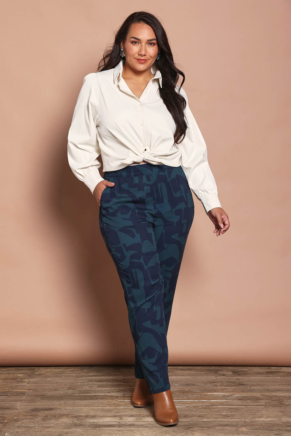 Belle Luxe Ecovero Printed Draped Pant – Bluelagoon