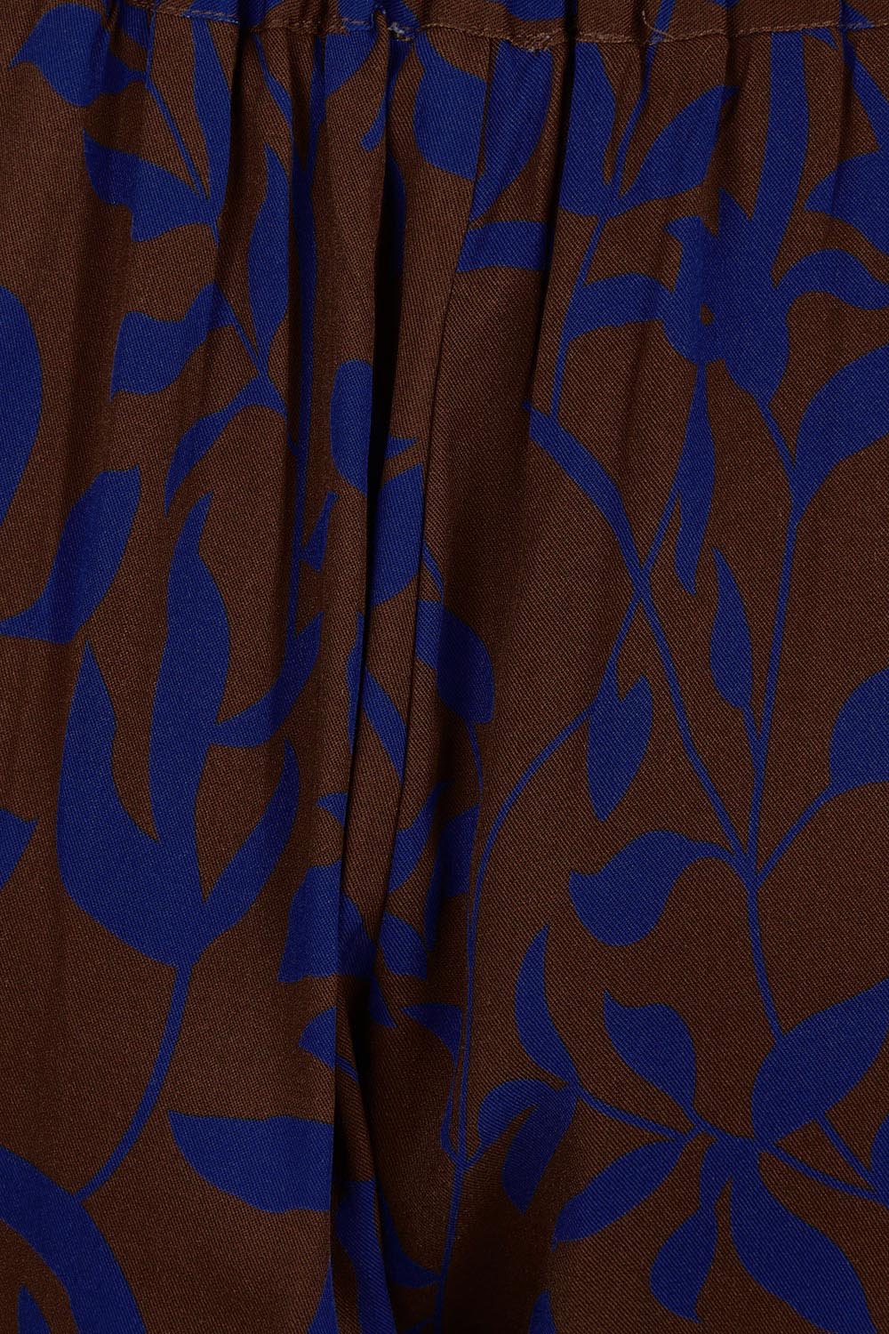 Product shot of the Belle Luxe Ecovero Printed Draped Pant in colour Cobaltcoco (Blue), detail