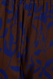 Product shot of the Belle Luxe Ecovero Printed Draped Pant in colour Cobaltcoco (Blue), detail