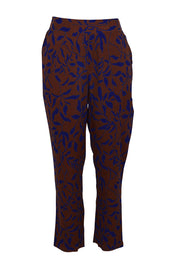 Product shot of the Belle Luxe Ecovero Printed Draped Pant in colour Cobaltcoco (Blue), from the front