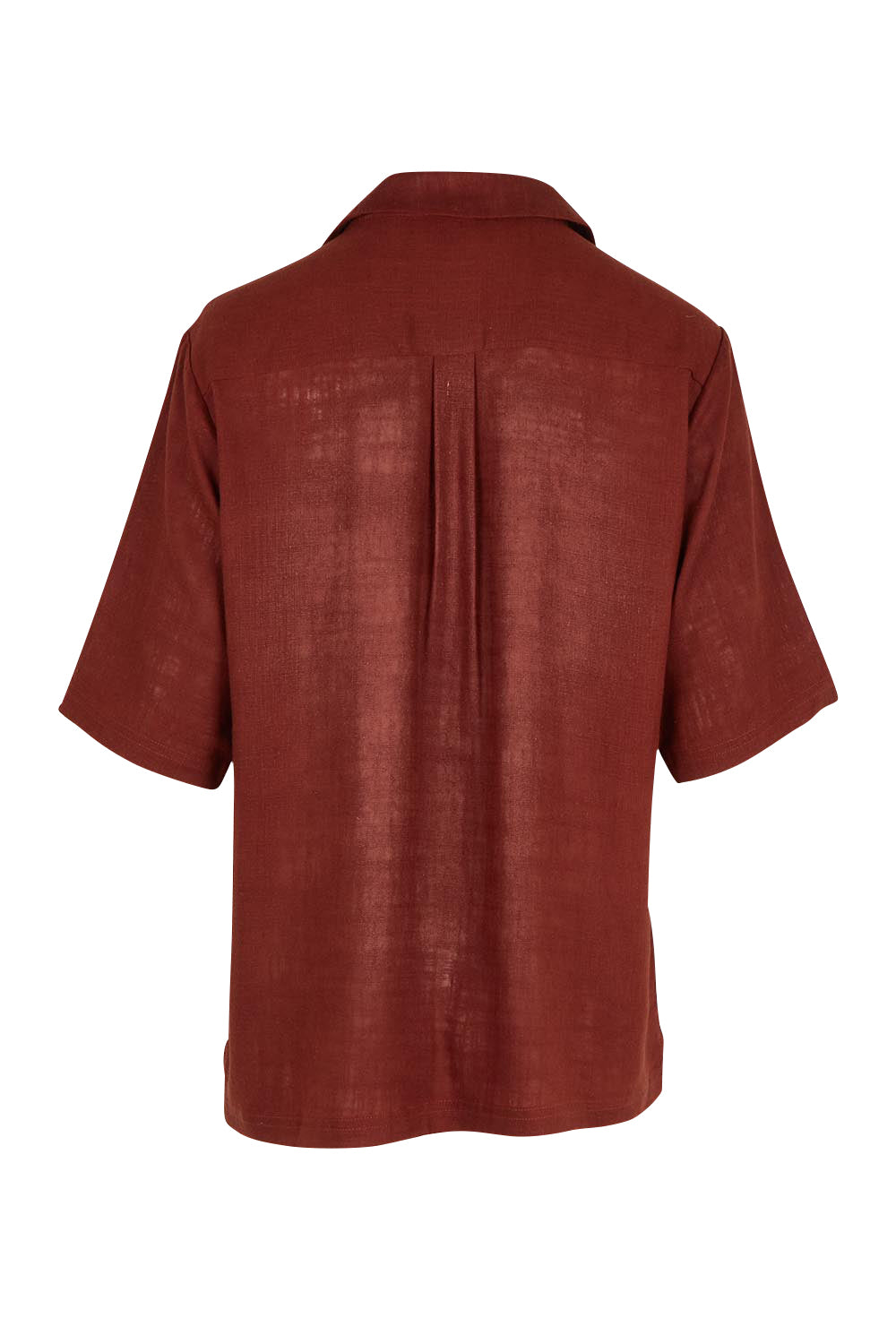 Product shot of the Belle Linen Blend Shacket in colour Cocoa, from the back