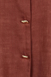 Product shot of the Belle Linen Blend Shacket in colour Cocoa, detail