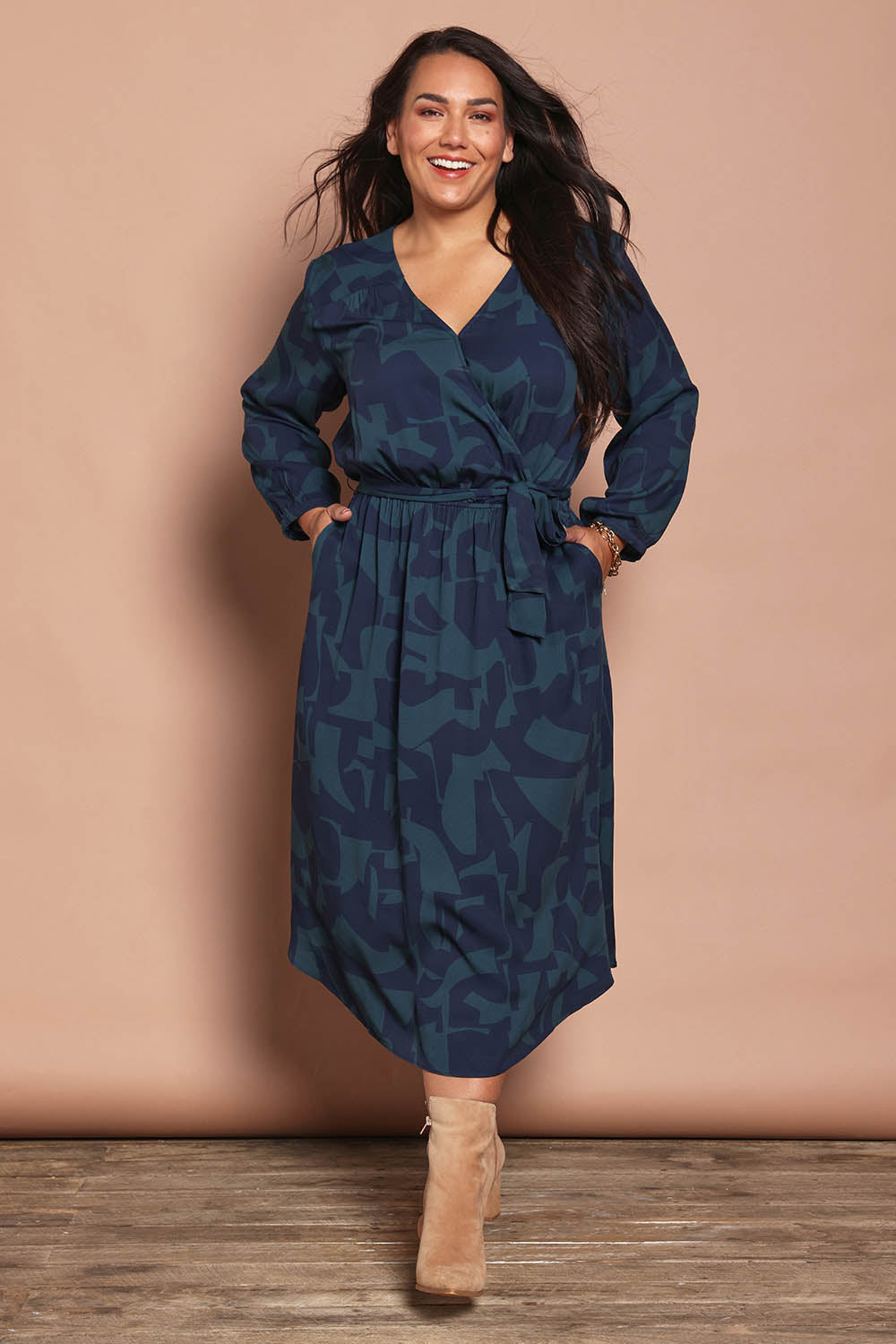 Belle Luxe Eco Vero Wrap Front Midi Dress – Bluelagoon