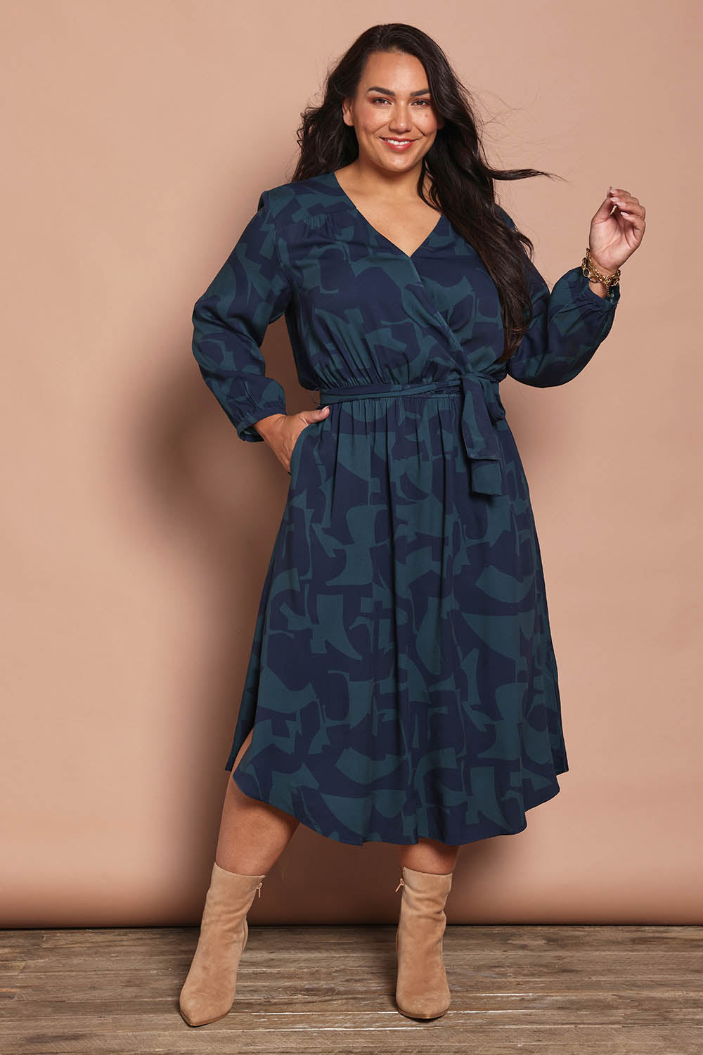 Belle Luxe Eco Vero Wrap Front Midi Dress – Bluelagoon