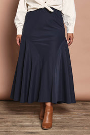 Belle Luxe Panelled Maxi Skirt – Navy