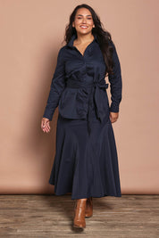Belle Luxe Panelled Maxi Skirt – Navy