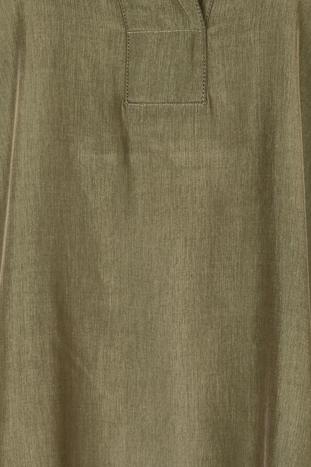 Product shot of the Belle Easy Wear Every Wear Blouse - Khaki in colour Khaki, showing detail