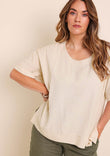 Belle Wear Anywhere Woven Linen Blend Tee  - Sand