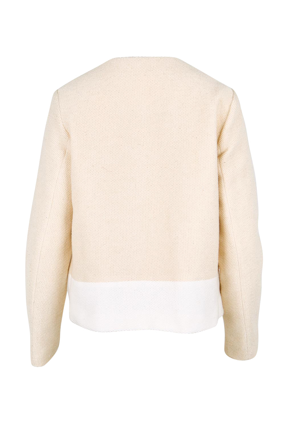 Product shot of the Belle Cotton Blend Colour Blocked Blazer – Creamivory in colour Creamivory, from the back