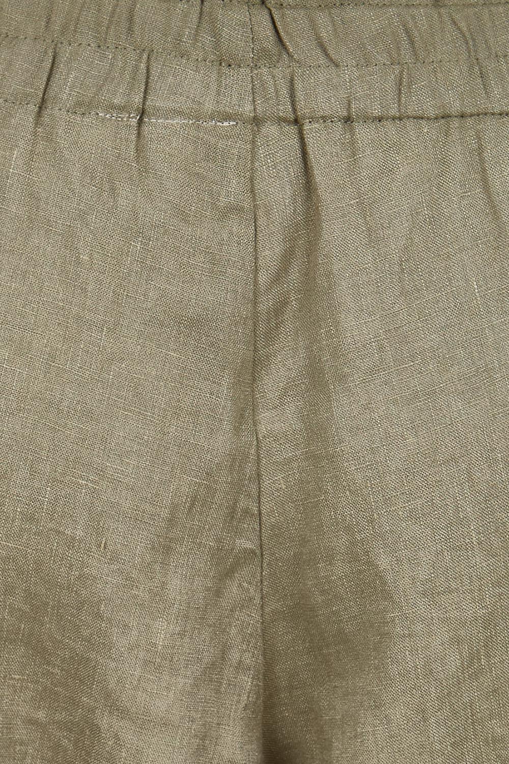Product shot of the Belle Easy Wear Linen Pant – Olive in colour Olive, showing detail