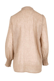 Product shot of the Belle Shirred Sleeve Shirt – Warmsand in colour Warmsand, from the back