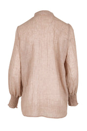 Product shot of the Belle Shirred Sleeve Shirt – Warmsand in colour Warmsand, from the back