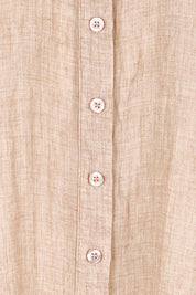 Product shot of the Belle Shirred Sleeve Shirt – Warmsand in colour Warmsand, showing detail