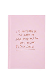 Product shot of the Impossible Polka Dots Notebook in colour Pink (Pink), from the front