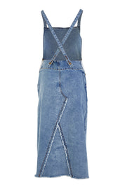 Product shot of the Happy Me Denim Pinny in colour Denim (Blue), from the back