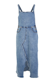 Product shot of the Happy Me Denim Pinny in colour Denim (Blue), from the front