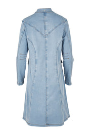 Product shot of the Attention To Me Denim Jacket in colour Lightdenim (Blue), from the back