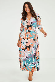 Preloved Life Is Beautiful Wrap Maxi Dress - Flowerpow