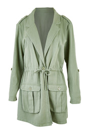 Product shot of the Chill Out Calling Jacket in colour Khaki (Green), from the front