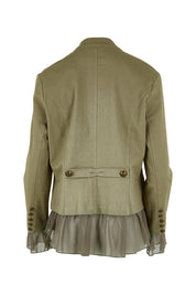 Product shot of the Commander Of Love Jacket in colour Khaki (Green), from the back