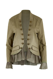 Product shot of the Commander Of Love Jacket in colour Khaki (Green), from the front