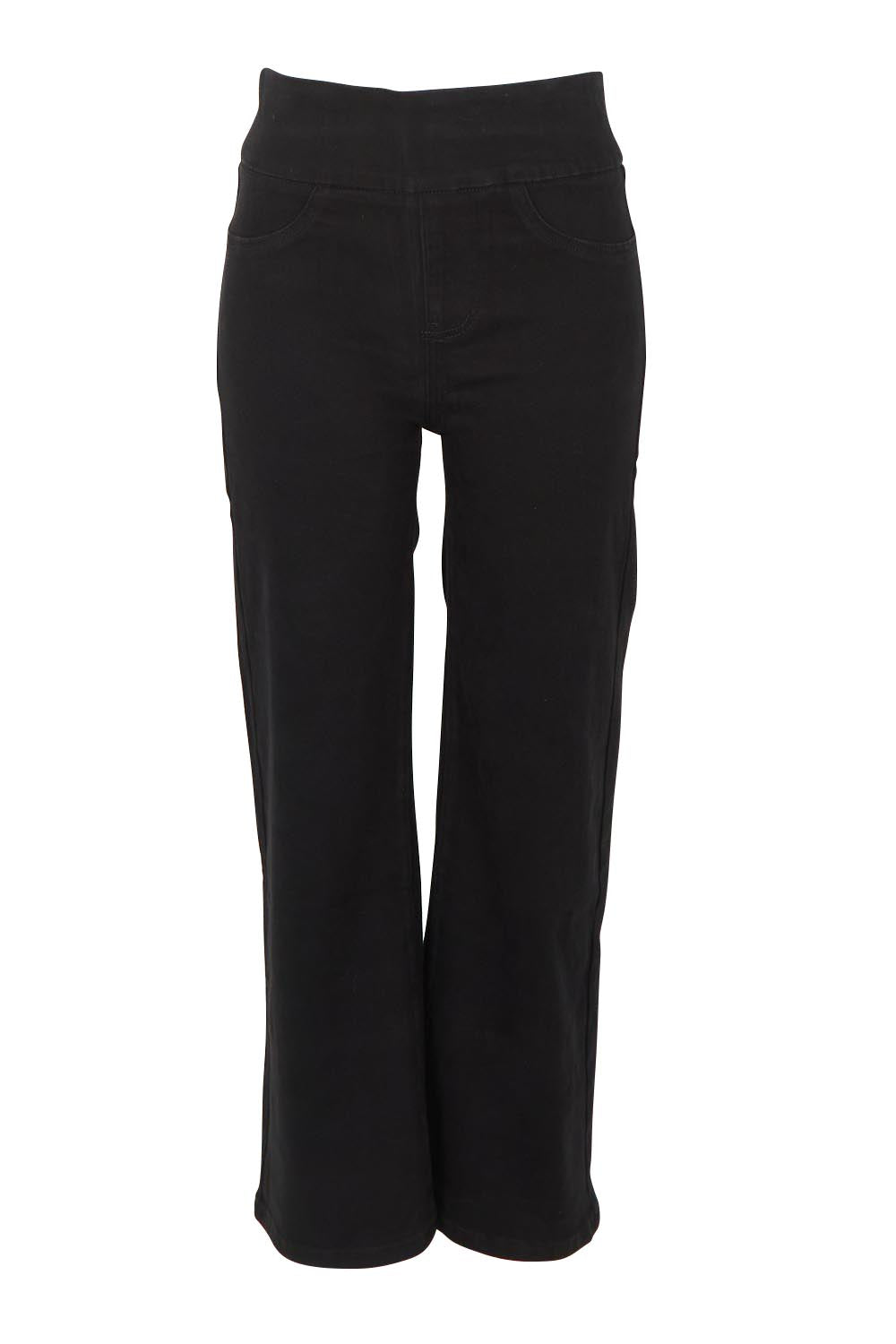 Product shot of the Easy As Plain Pull On Jeans in colour Black (Black), from the front