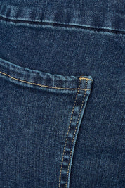Product shot of the Easy As Plain Pull On Jeans in colour Darkdenim (Blue), detail