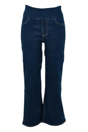 Product shot of the Easy As Plain Pull On Jeans in colour Darkdenim (Blue), from the front