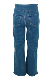 Product shot of the Easy As Plain Pull On Jeans in colour Denim (Blue), from the back
