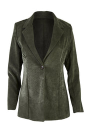 Product shot of the Highland Cord Blazer in colour Pine (Green), from the front