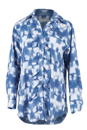 Product shot of the For The Frill Of It Shirt in colour Blue (Blue), from the front