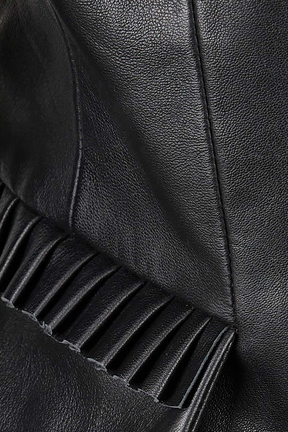 Product shot of the Pirate and Mermaid Leather Jacket in colour Black (Black), detail