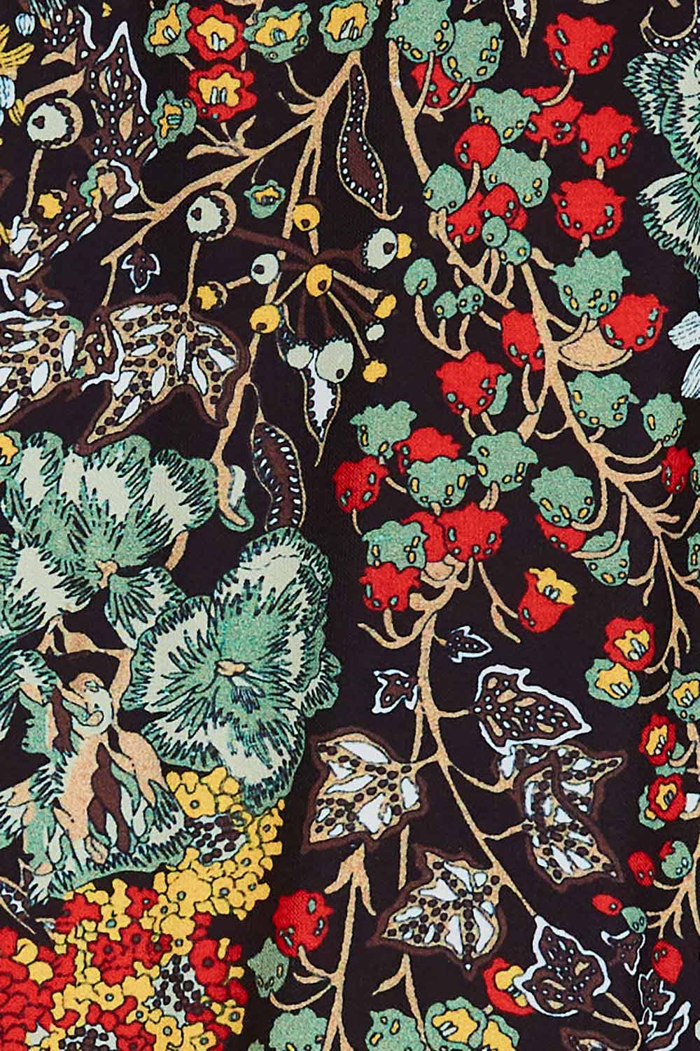 Product shot of the Field Of Flowers Dress in colour Black (Black), detail