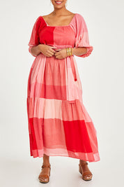 Preloved Twirl Worthy Cotton Maxi Dress - Redpink