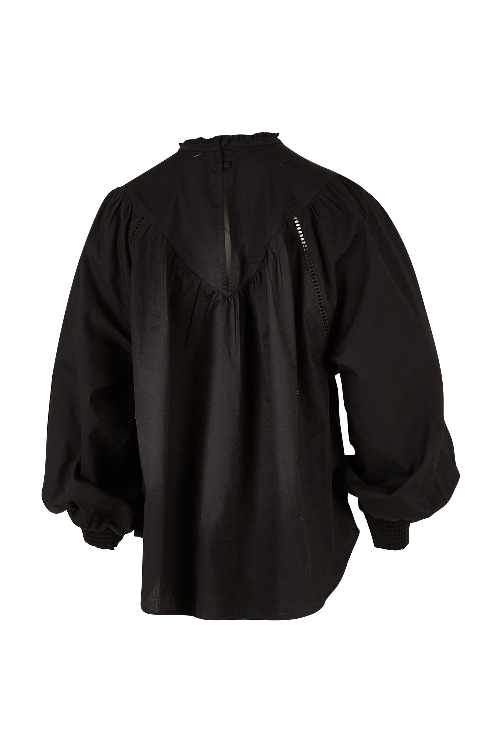 Product shot of the Lady Whistledown Blouse in colour Black (Black), from the back