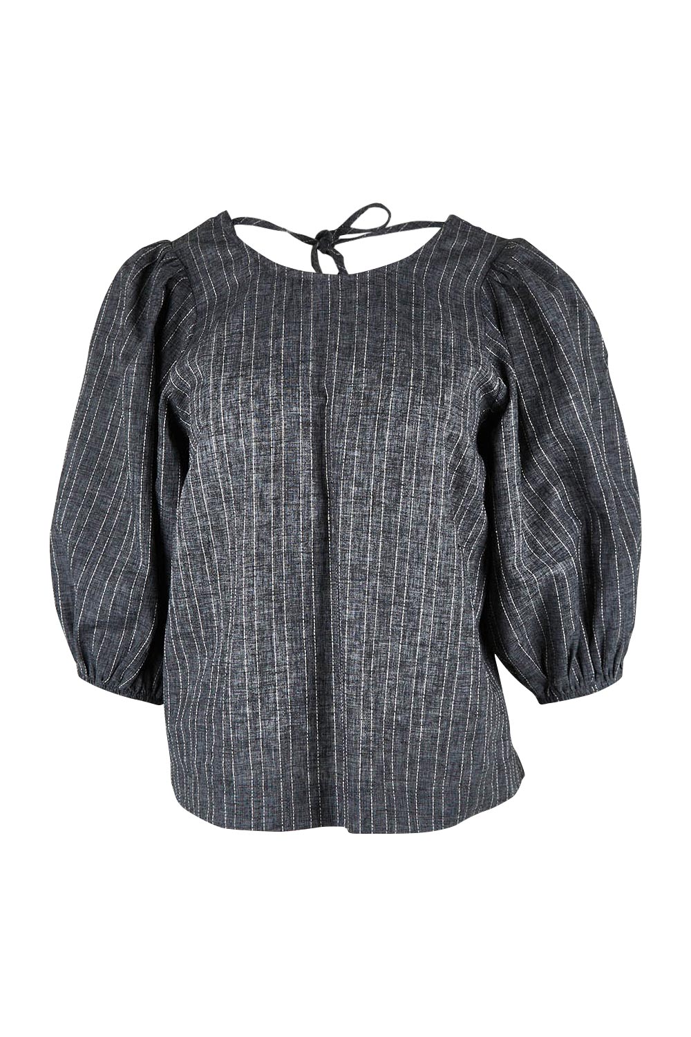 Product shot of the Ive Got Your Back Blouse in colour Blackwhite (Black), from the front