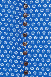 Product shot of the Cute As A Button Printed Blouse in colour Bluefleur (Blue), detail