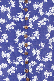 Product shot of the Cute As A Button Printed Blouse - Blueposie in colour Blueposie, showing detail