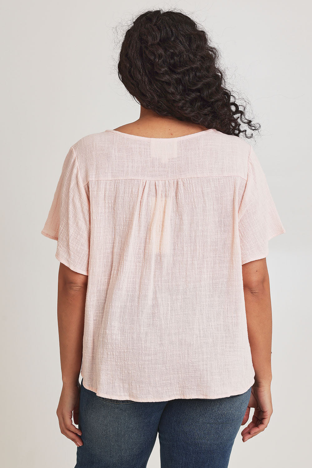 Preloved Cute As A Button Cotton Blouse - Blush