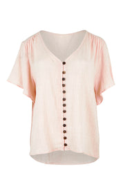 Preloved Cute As A Button Cotton Blouse - Blush