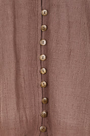 Product shot of the Cute As A Button Blouse – Chocolate in colour Chocolate, showing detail
