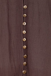 Product shot of the Cute As A Button Blouse – Chocolate in colour Chocolate, showing detail