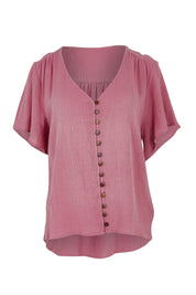 Product shot of the Cute As A Button Blouse - Dustyrose in colour Dustyrose, from the front