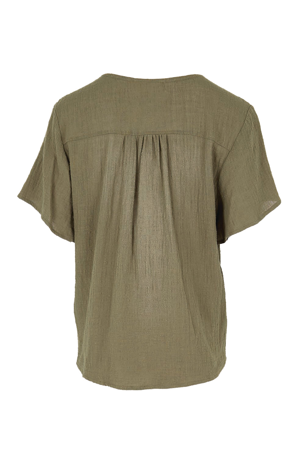 Product shot of the Cute As A Button Blouse – Forrest in colour Forrest, from the back