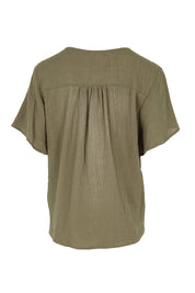 Product shot of the Cute As A Button Blouse – Forrest in colour Forrest, from the back