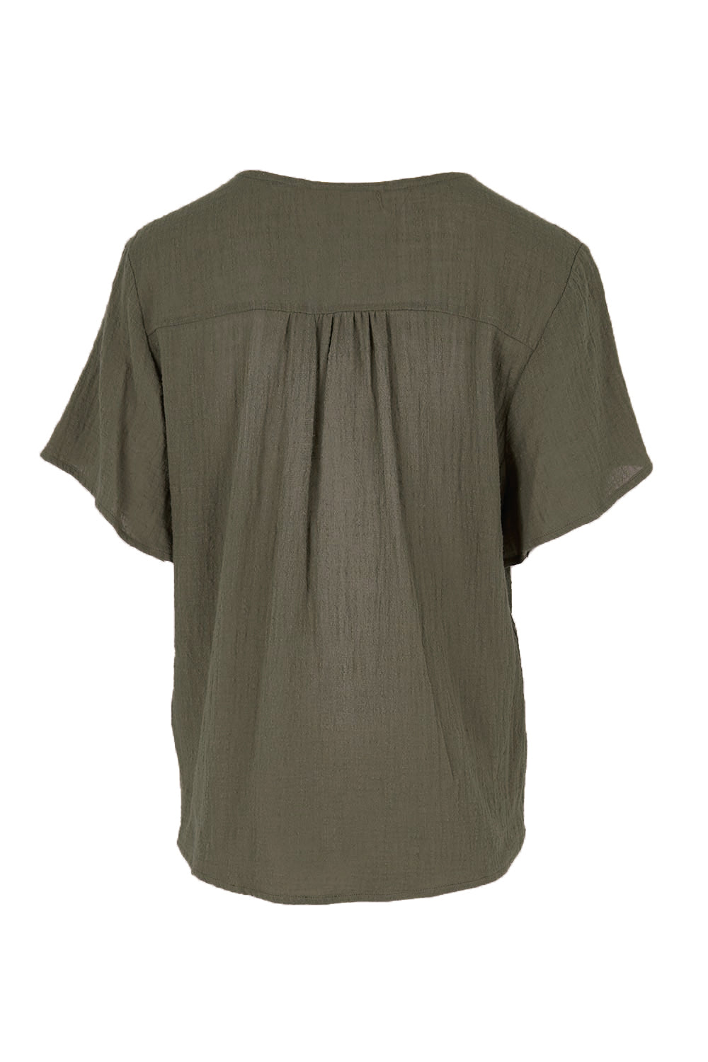 Product shot of the Cute As A Button Blouse – Forrest in colour Forrest, from the back